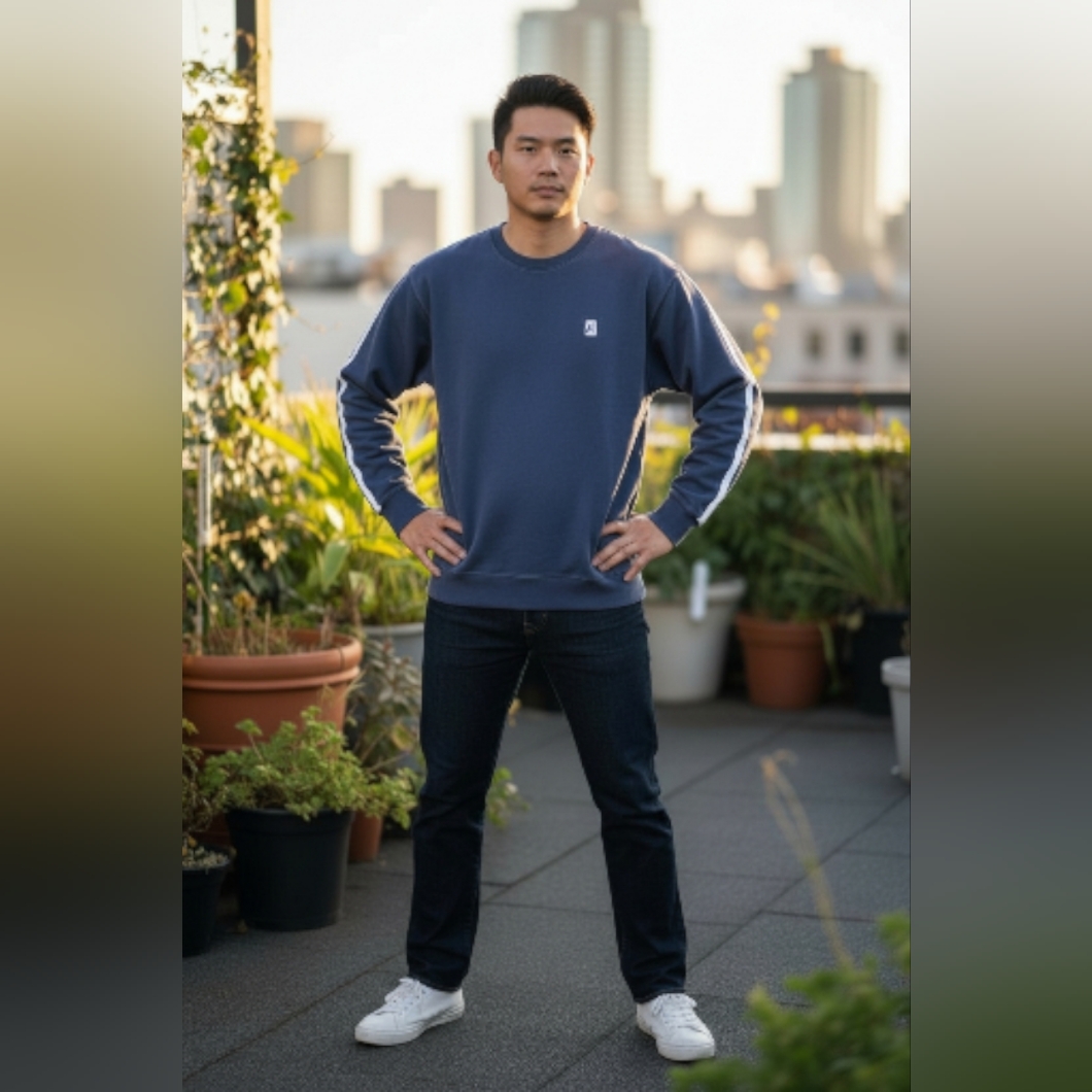 The Black Dog Washout Navy Crewneck Long Sleeve Cotton Sweatshirt Mens Size Xl